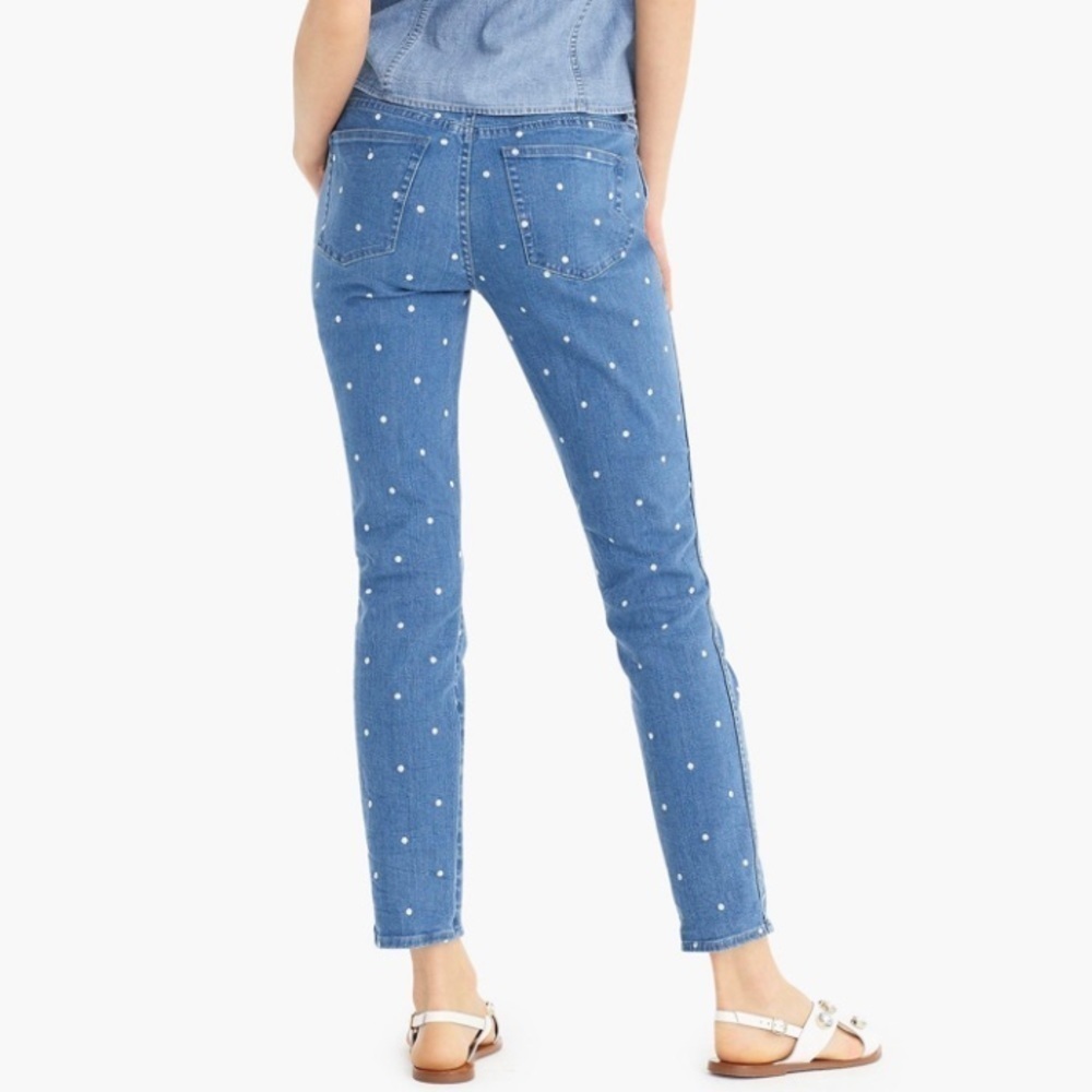 NWT J. Crew Vintage Straight High Rise Jeans In Scattered Dots Blue/White - Picture 4 of 9